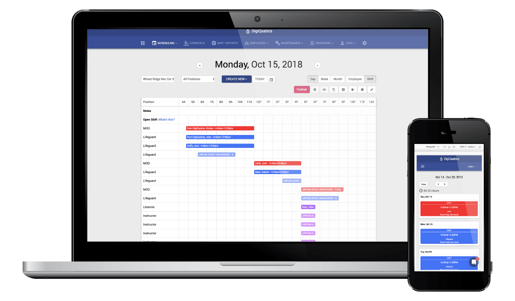 DigiQuatics Scheduling, Schedule Builder Day View